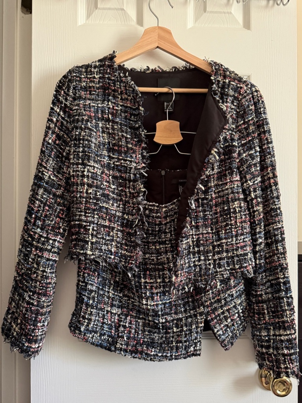 Tweed Cropped Jacket and Mini Skirt Set